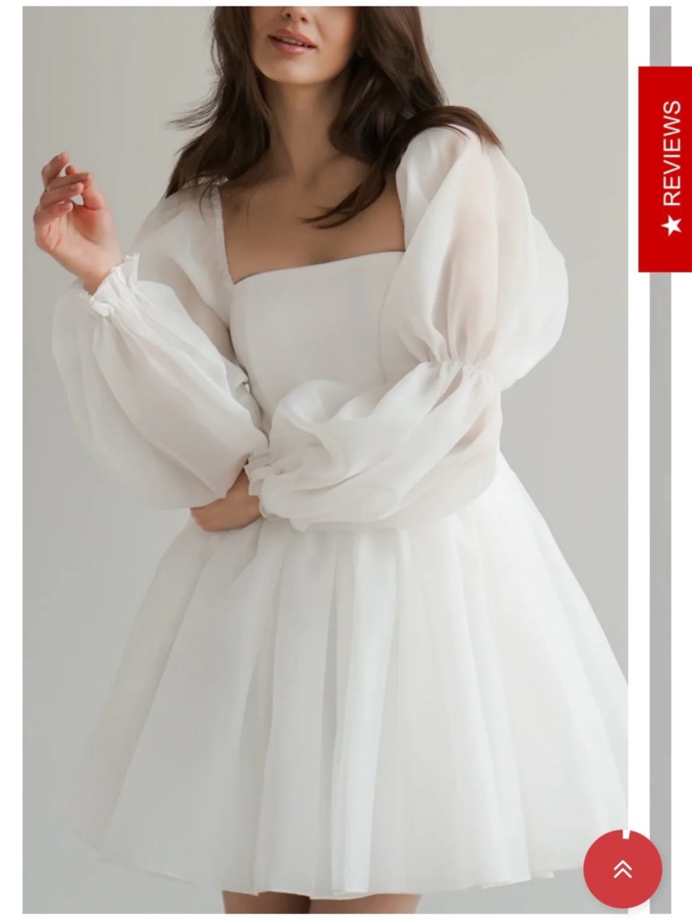 Chiffon Puff-Sleeve White Mini Dress